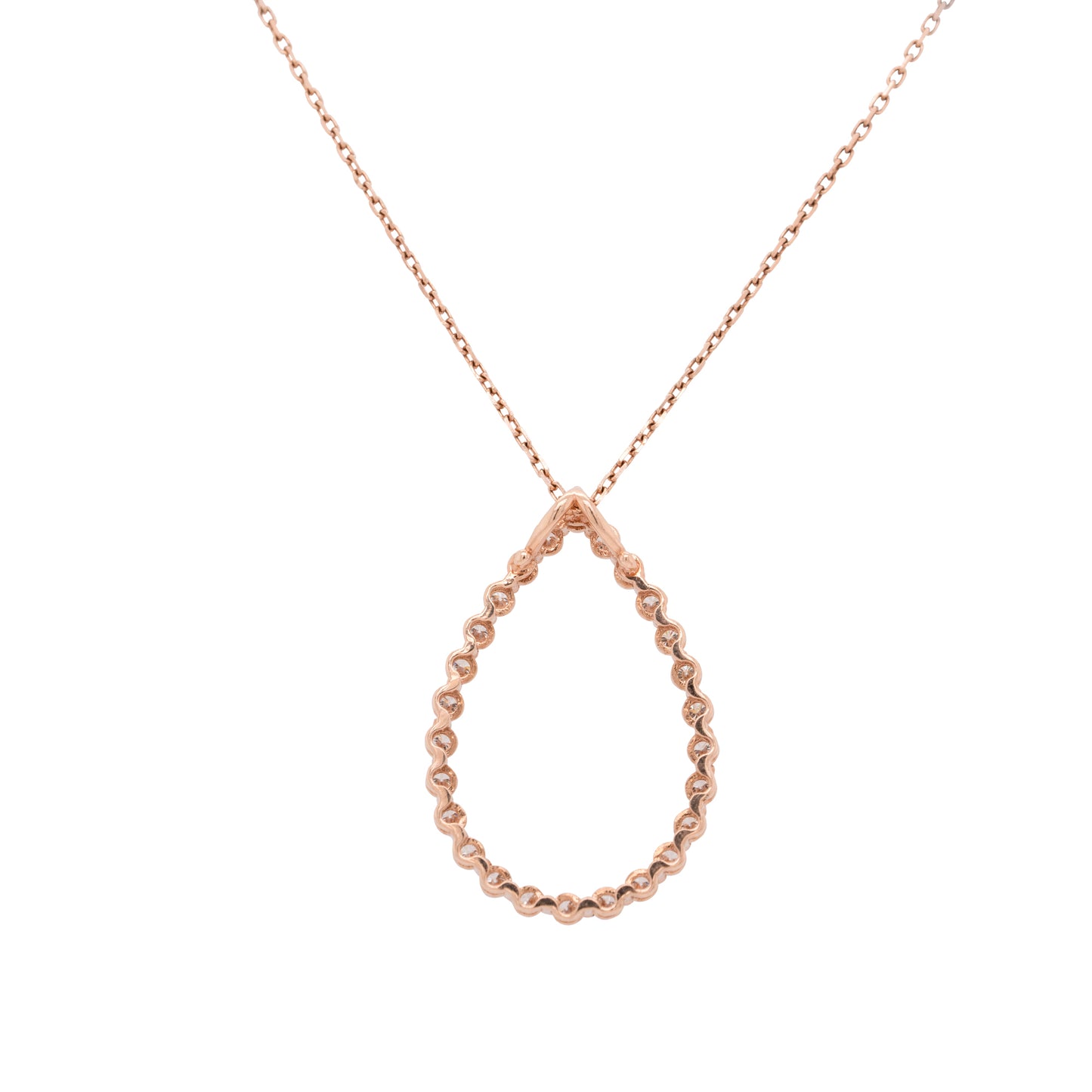 14k Rose Gold Diamond Pear Shaped Pendant Necklace