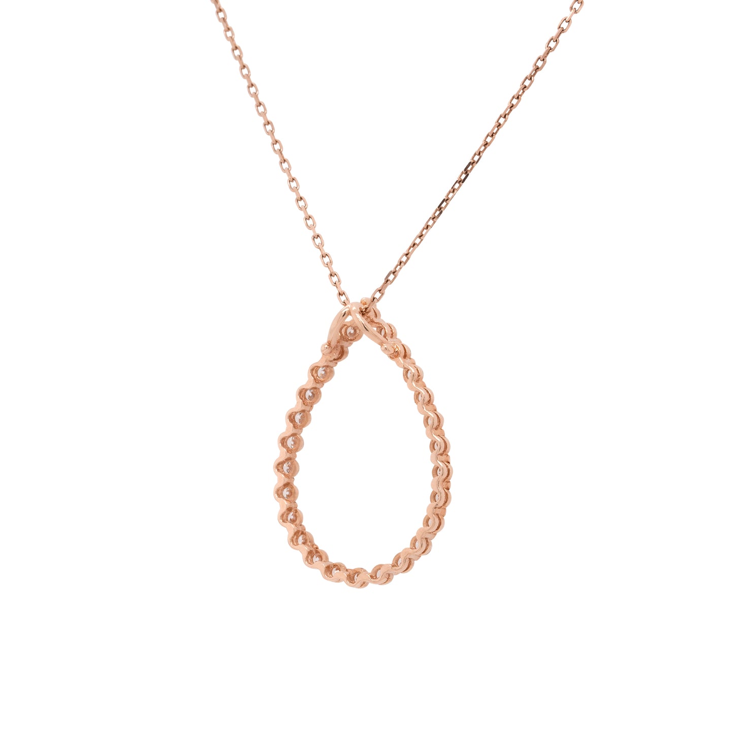 14k Rose Gold Diamond Pear Shaped Pendant Necklace
