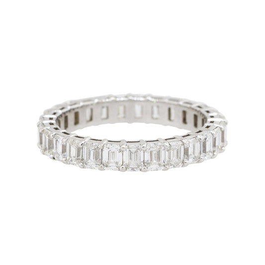 14k White Gold 2.60ctw Emerald Cut Diamond Eternity Wedding Band