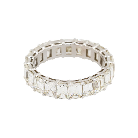18k White Gold 5.32ctw Emerald Cut Diamond Eternity Wedding Band Ring