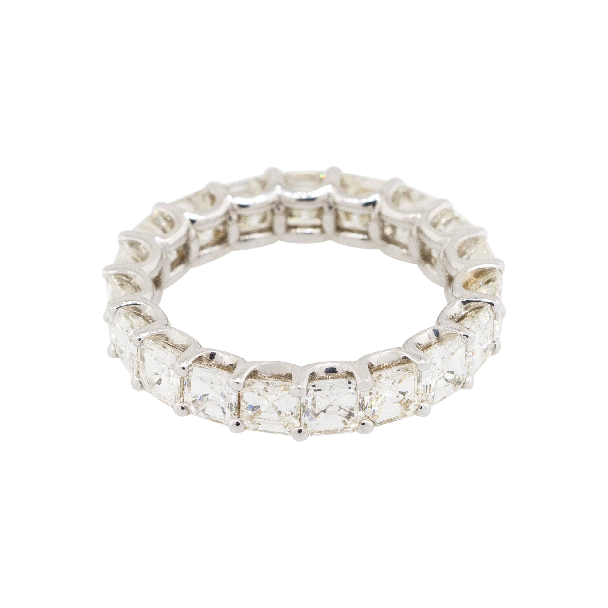 18k White Gold 4.71ctw Asscher Cut Diamond Eternity Wedding Ring
