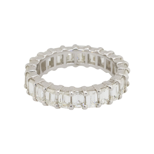 18k White Gold 5.10ctw Emerald Cut Diamond Eternity Wedding Band Ring