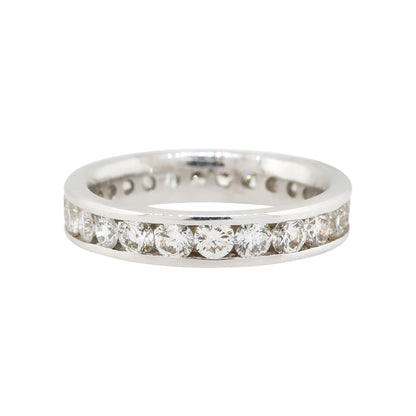 14k White Gold 2.15ctw Round Channel Set Diamond Eternity Wedding Band Ring