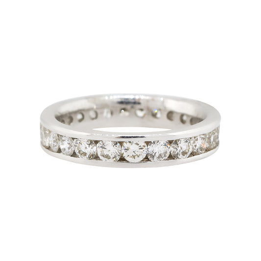 14k White Gold 2.15ctw Round Channel Set Diamond Eternity Wedding Band Ring