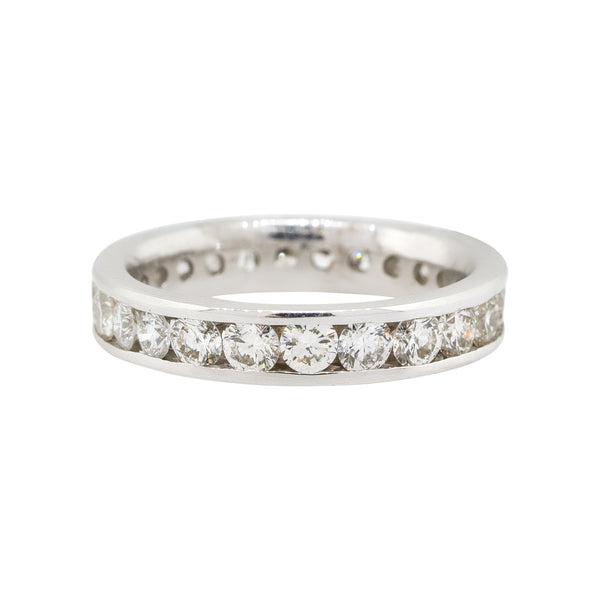 14k White Gold 2.15ctw Round Channel Set Diamond Eternity Wedding Band Ring
