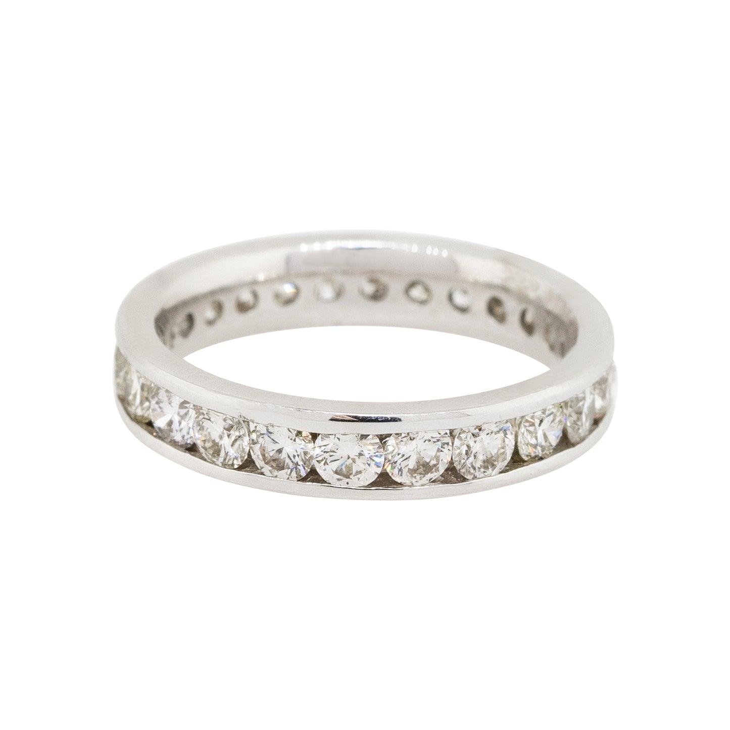 14k White Gold 2.15ctw Round Channel Set Diamond Eternity Wedding Band Ring