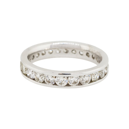 14k White Gold 2.15ctw Round Channel Set Diamond Eternity Wedding Band Ring