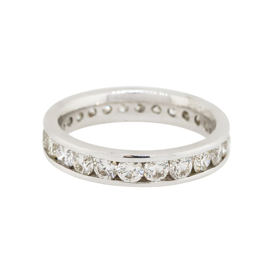 14k White Gold 2.15ctw Round Channel Set Diamond Eternity Wedding Band Ring