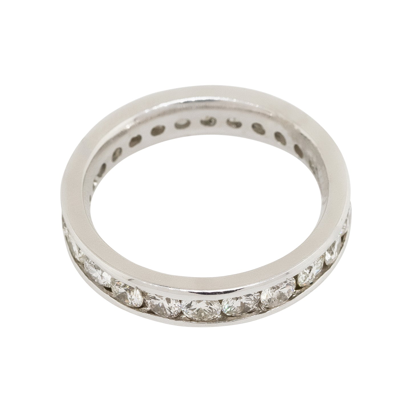 14k White Gold 2.15ctw Round Channel Set Diamond Eternity Wedding Band Ring