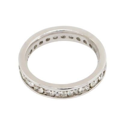14k White Gold 2.15ctw Round Channel Set Diamond Eternity Wedding Band Ring