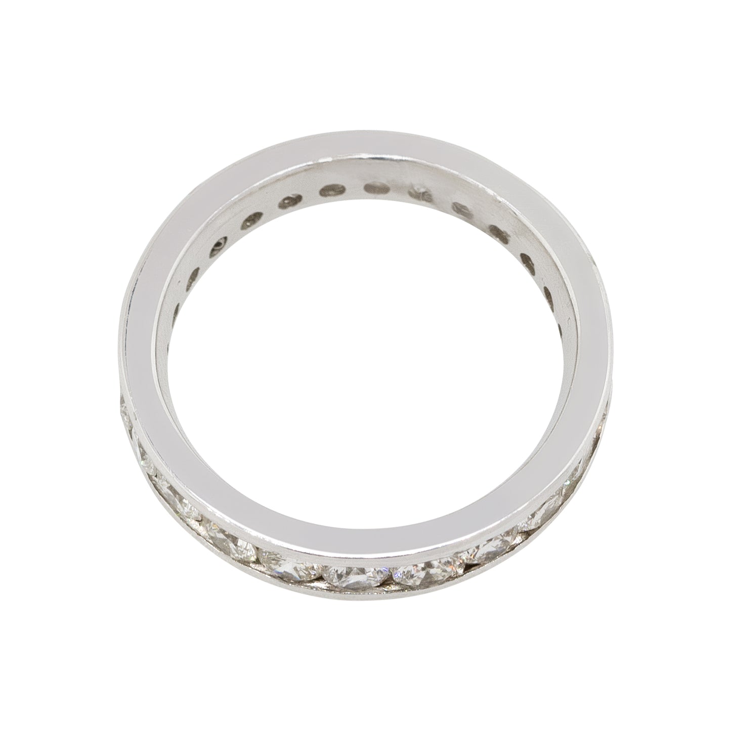 14k White Gold 2.15ctw Round Channel Set Diamond Eternity Wedding Band Ring