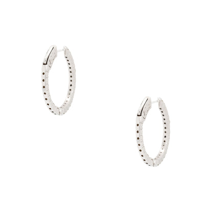 14k white gold 0.94ctw Small Diamond Inside Out Hoop Earrings