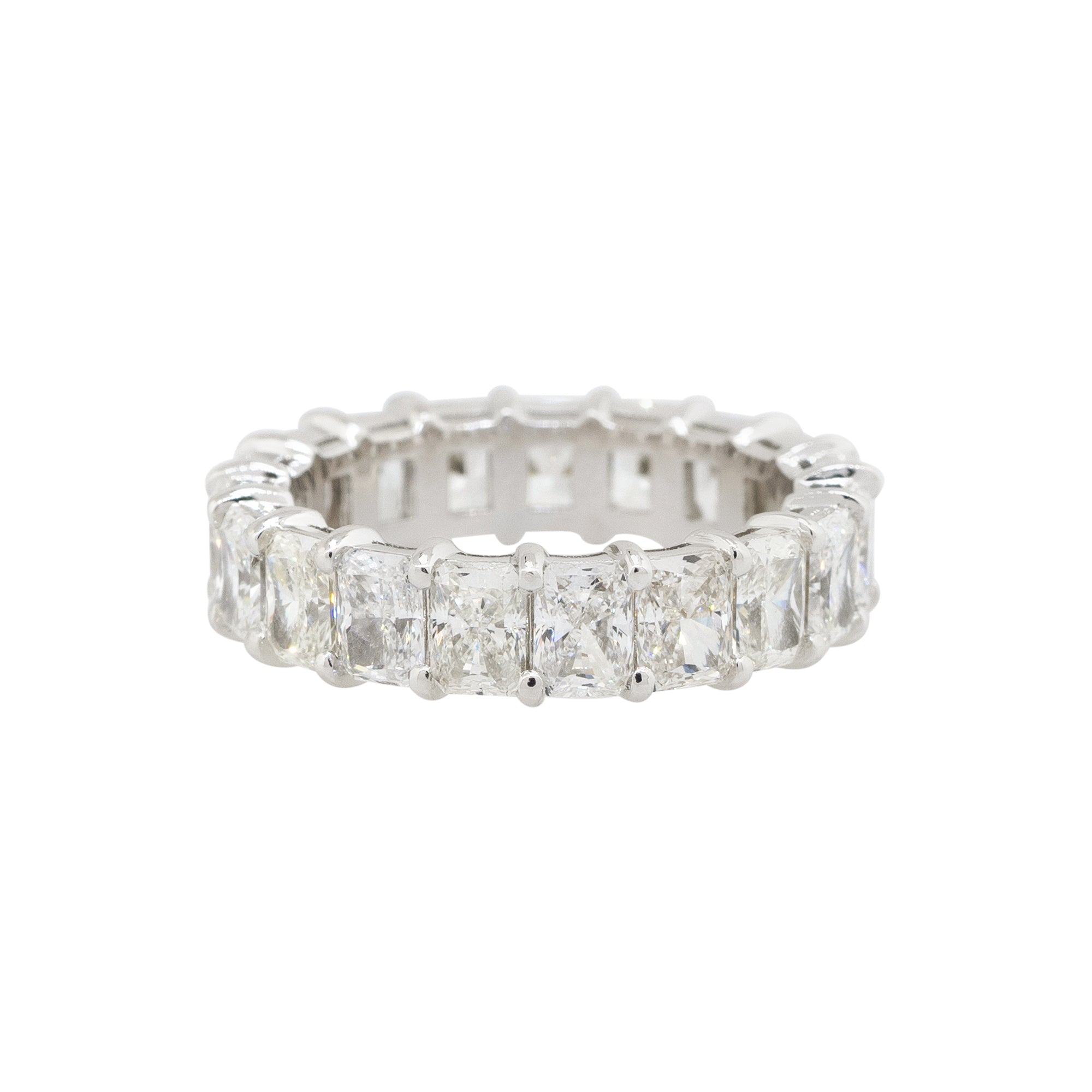 Platinum 5.87ctw Radiant Cut Eternity Wedding Band