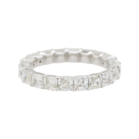 14k White Gold 3.95ctw Asscher Cut Diamond Eternity Wedding Band Ring