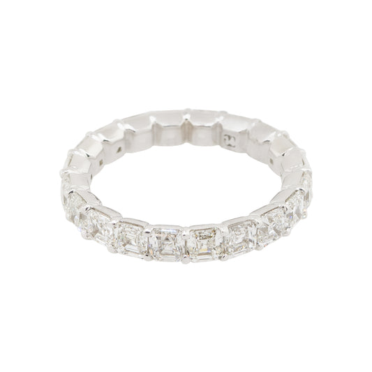 14k White Gold 3.95ctw Asscher Cut Diamond Eternity Wedding Band Ring