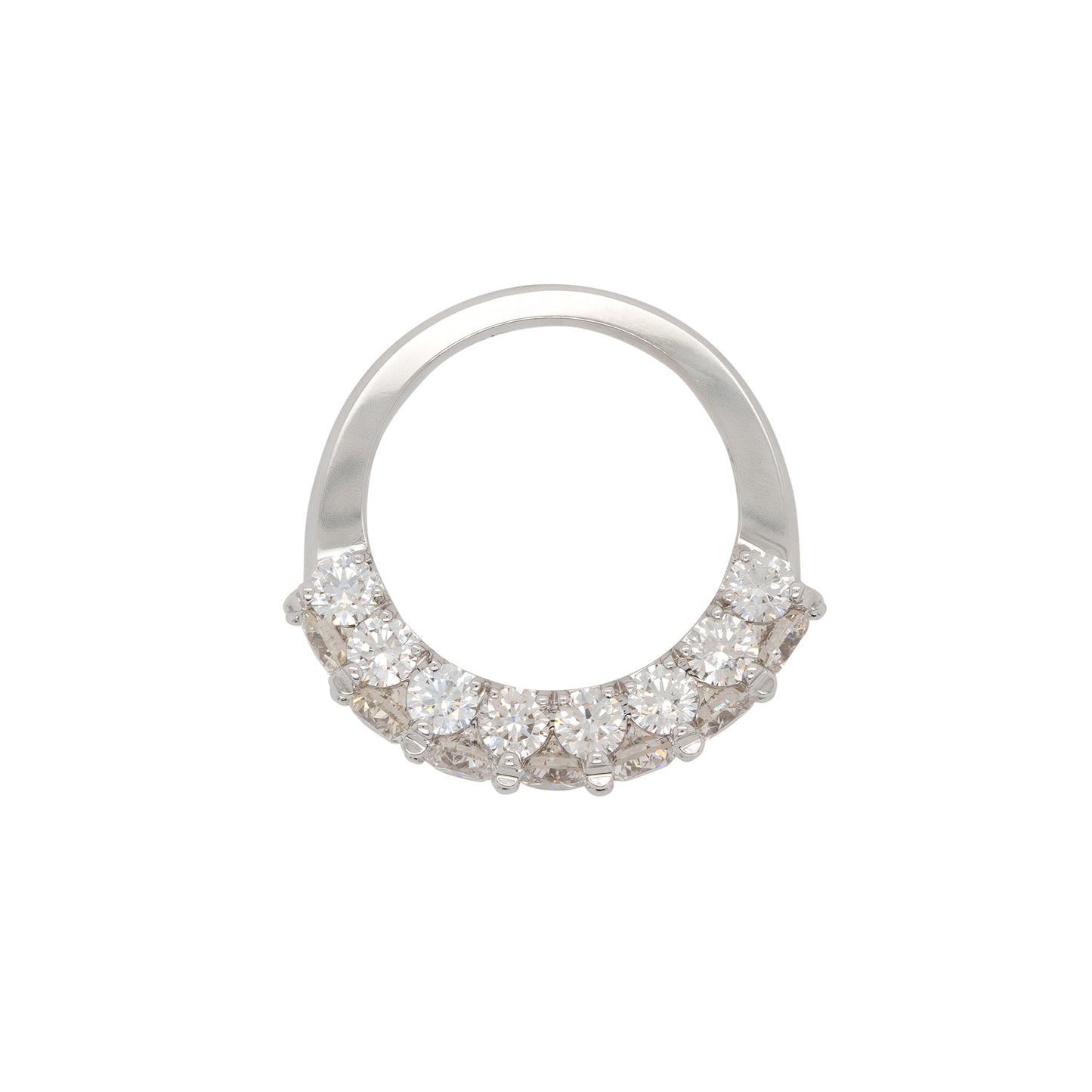 18k White Gold 3.50ctw Natural Round Diamond Three Row Ring