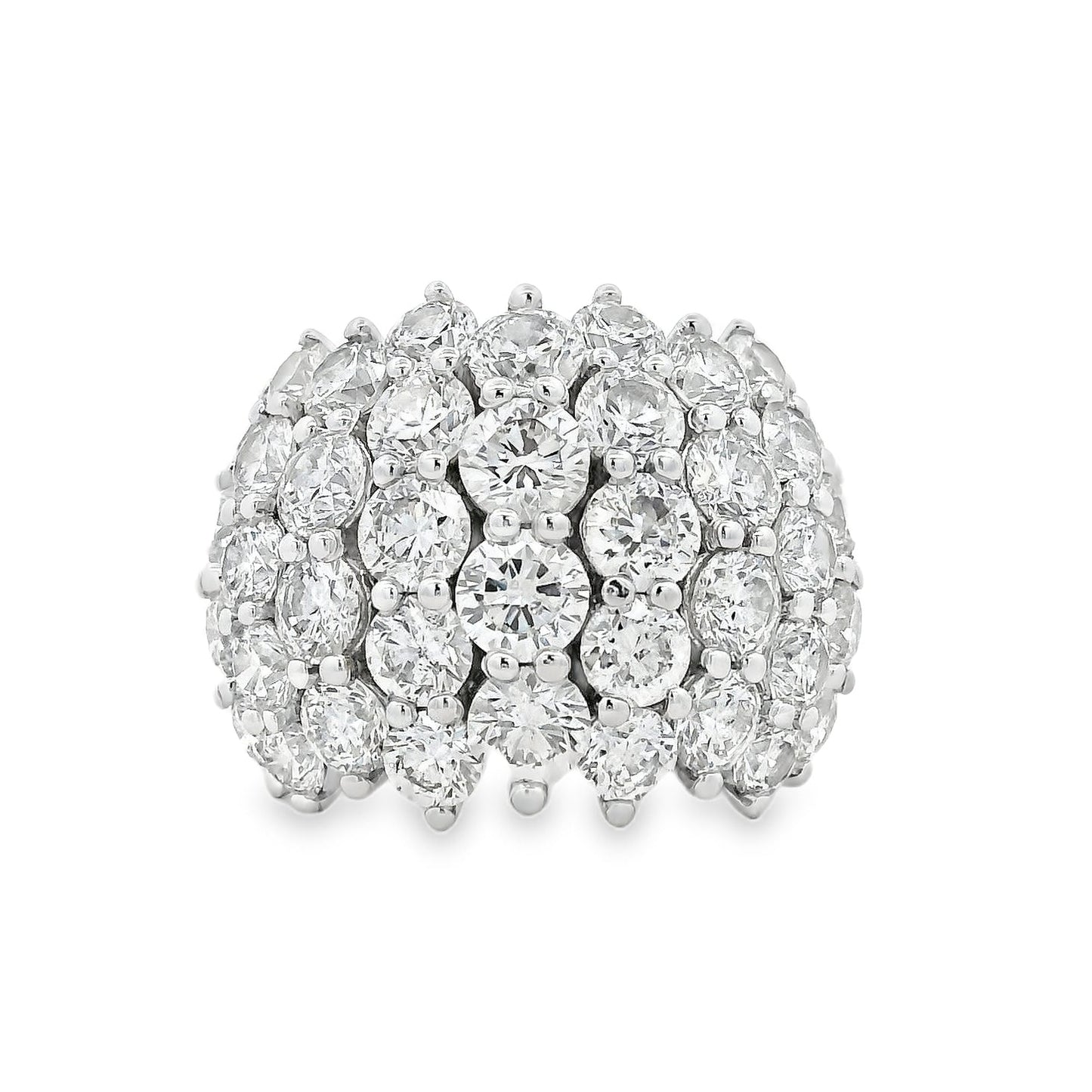 14k White Gold  7.17ctw Round Brilliant Wide Diamond Band