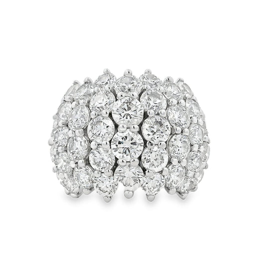 14k White Gold  7.17ctw Round Brilliant Wide Diamond Band