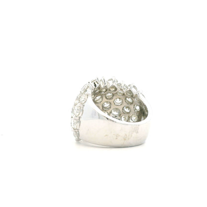 14k White Gold 7.17ctw Round Brilliant Diamond Wide Pavé Band Ring