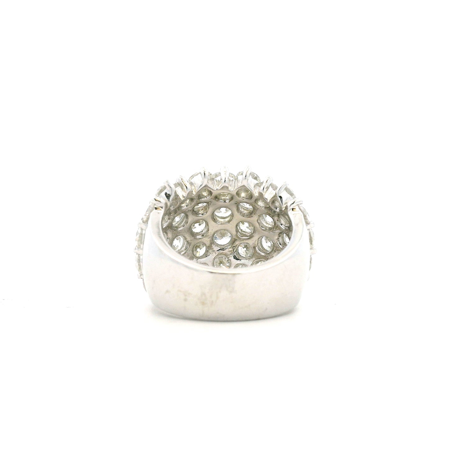 14k White Gold 7.17ctw Round Brilliant Diamond Wide Pavé Band Ring