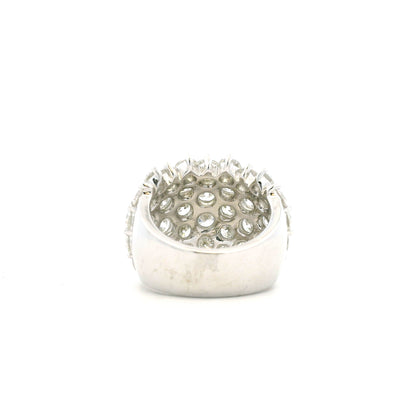 14k White Gold 7.17ctw Round Brilliant Diamond Wide Pavé Band Ring