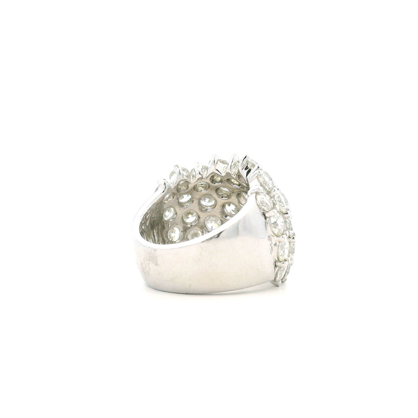 14k White Gold 7.17ctw Round Brilliant Diamond Wide Pavé Band Ring