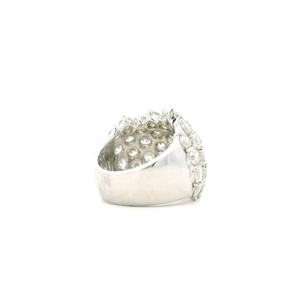 14k White Gold 7.17ctw Round Brilliant Diamond Wide Pavé Band Ring
