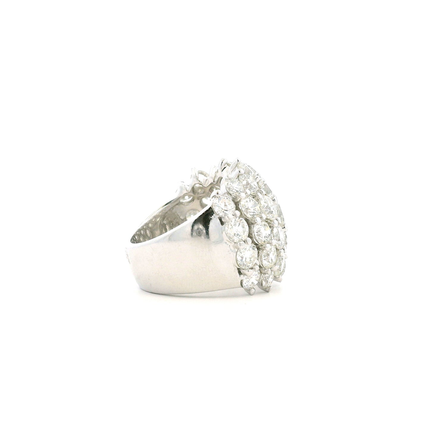 14k White Gold 7.17ctw Round Brilliant Diamond Wide Pavé Band Ring