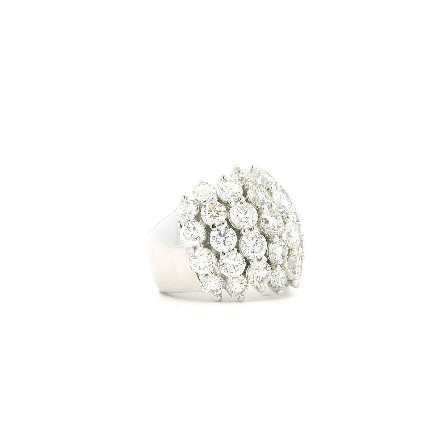 14k White Gold 7.17ctw Round Brilliant Diamond Wide Pavé Band Ring