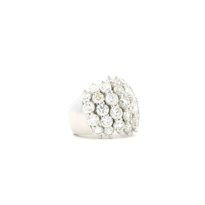 14k White Gold 7.17ctw Round Brilliant Diamond Wide Pavé Band Ring