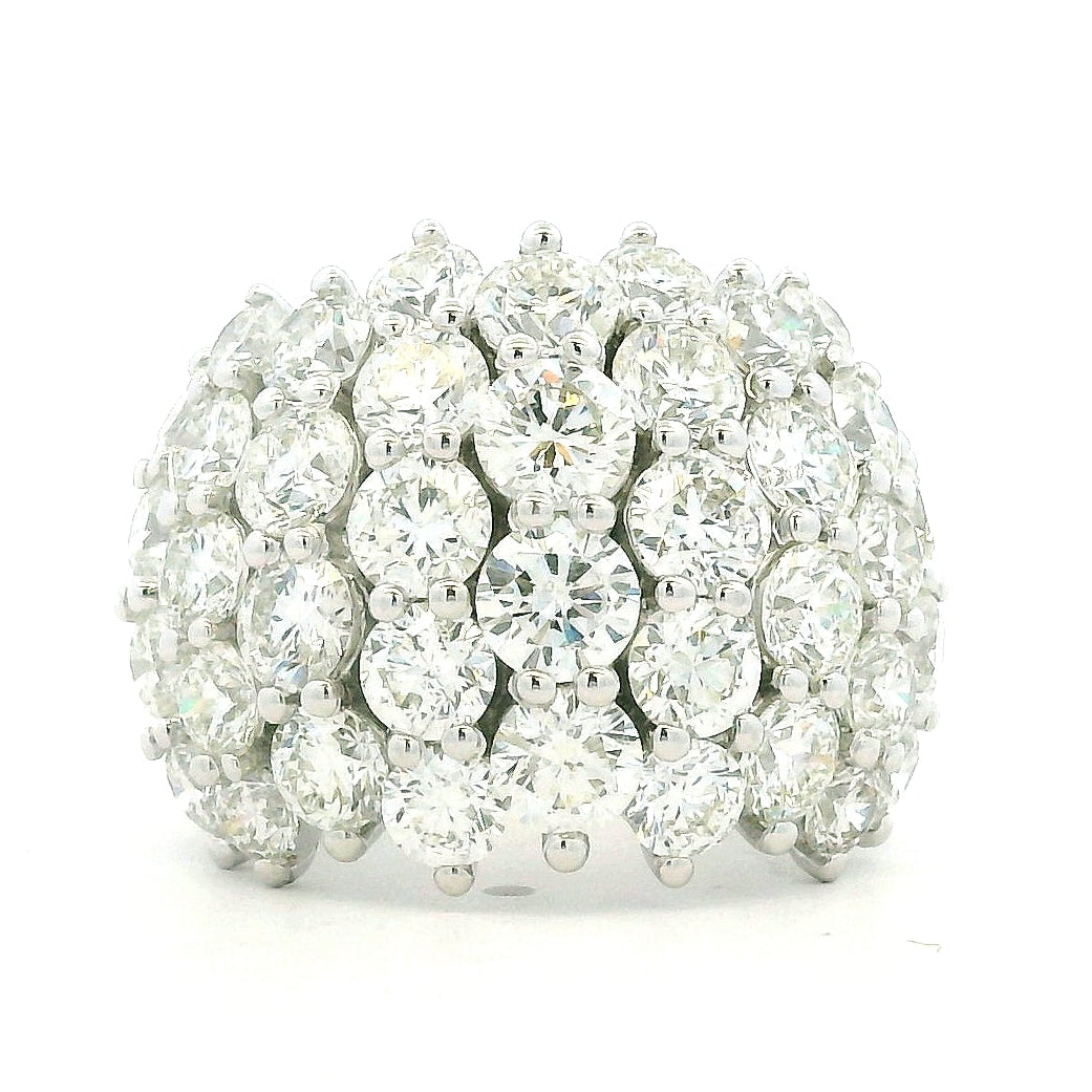 14k White Gold 7.17ctw Round Brilliant Diamond Wide Pavé Band Ring
