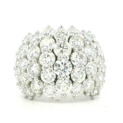 14k White Gold 7.17ctw Round Brilliant Diamond Wide Pavé Band Ring