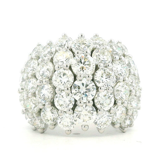 14k White Gold 7.17ctw Round Brilliant Diamond Wide Pavé Band Ring