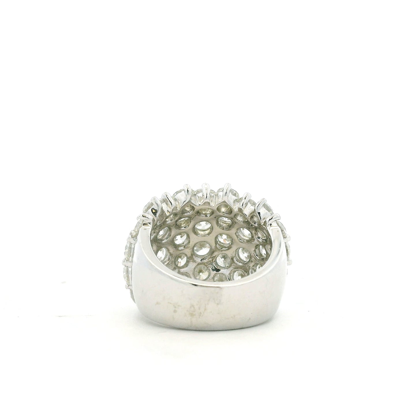 14k White Gold 7.17ctw Round Brilliant Diamond Wide Pavé Band Ring