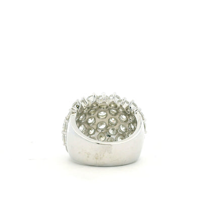 14k White Gold 7.17ctw Round Brilliant Diamond Wide Pavé Band Ring