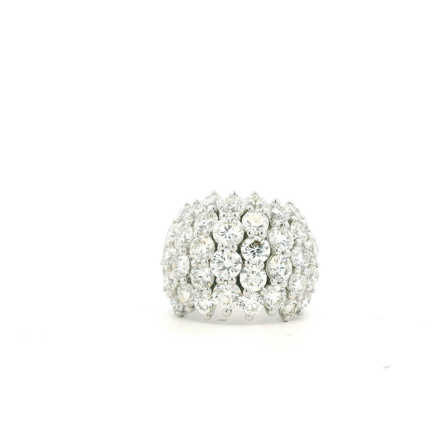 14k White Gold 7.17ctw Round Brilliant Diamond Wide Pavé Band Ring