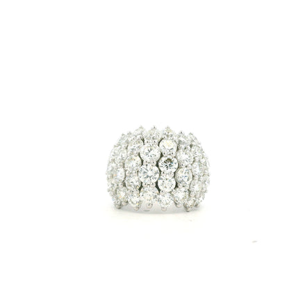 14k White Gold 7.17ctw Round Brilliant Diamond Wide Pavé Band Ring