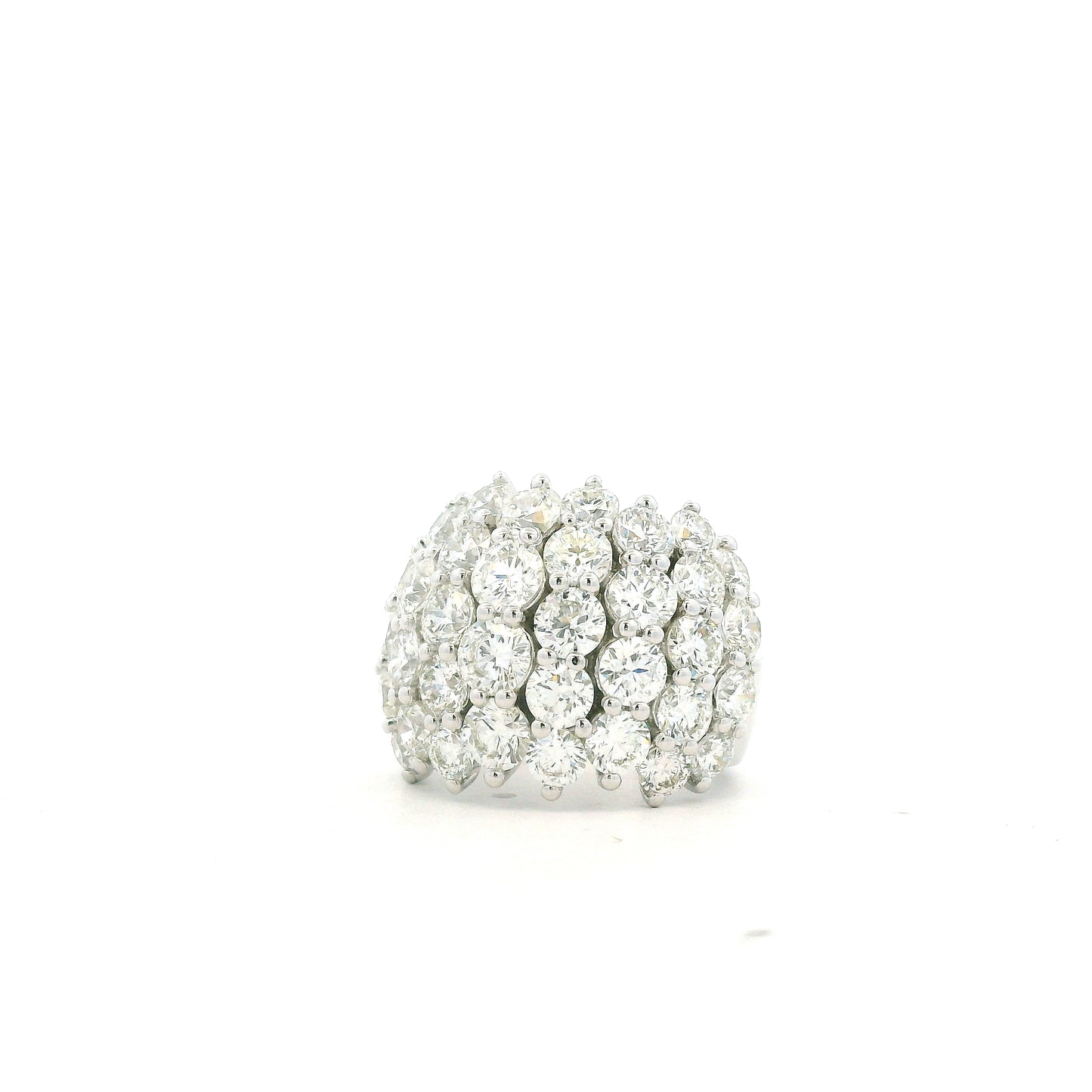 14k White Gold 7.17ctw Round Brilliant Diamond Wide Pavé Band Ring