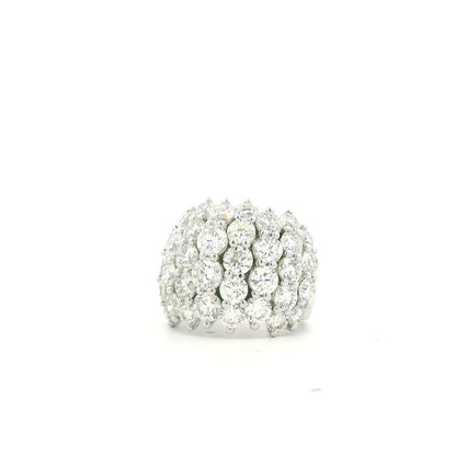 14k White Gold 7.17ctw Round Brilliant Diamond Wide Pavé Band Ring