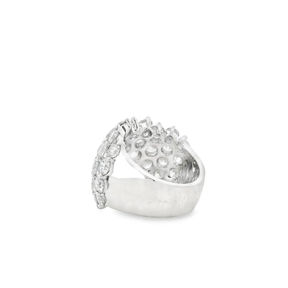 14k White Gold  7.17ctw Round Brilliant Wide Diamond Band