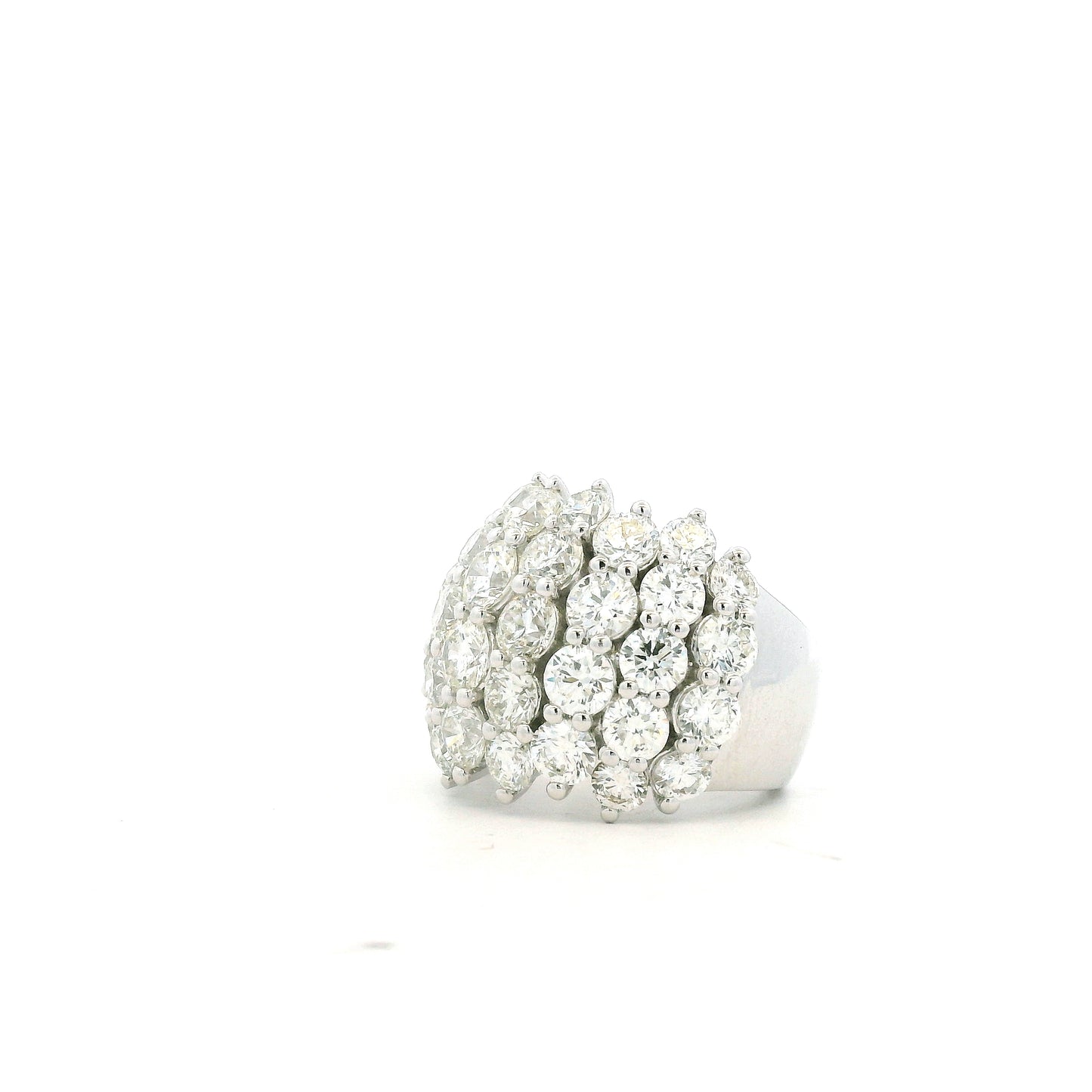14k White Gold 7.17ctw Round Brilliant Diamond Wide Pavé Band Ring