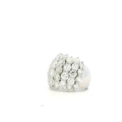 14k White Gold 7.17ctw Round Brilliant Diamond Wide Pavé Band Ring