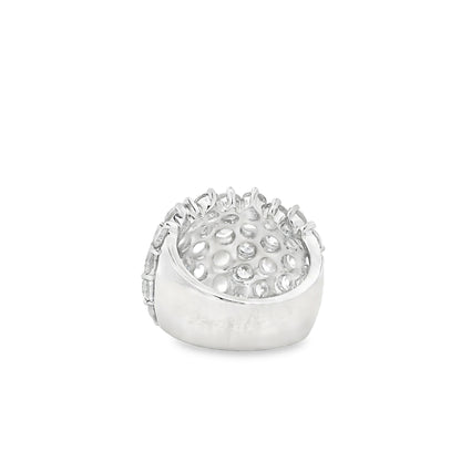 14k White Gold  7.17ctw Round Brilliant Wide Diamond Band