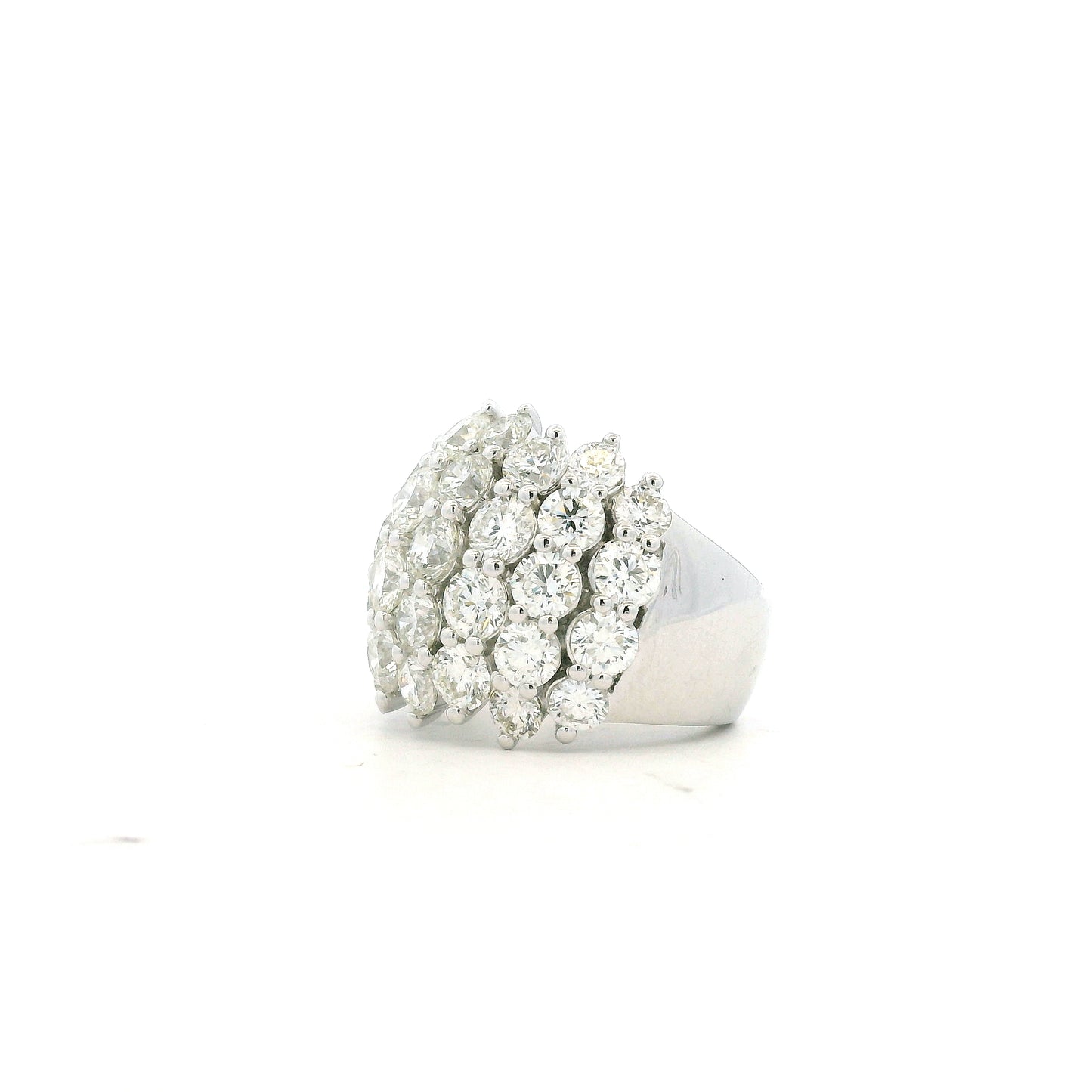 14k White Gold 7.17ctw Round Brilliant Diamond Wide Pavé Band Ring
