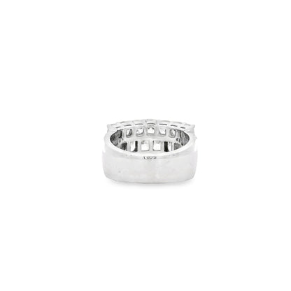 18k White Gold 5.86ctw Round Diamonds and Cushion Cut Three-Row Band