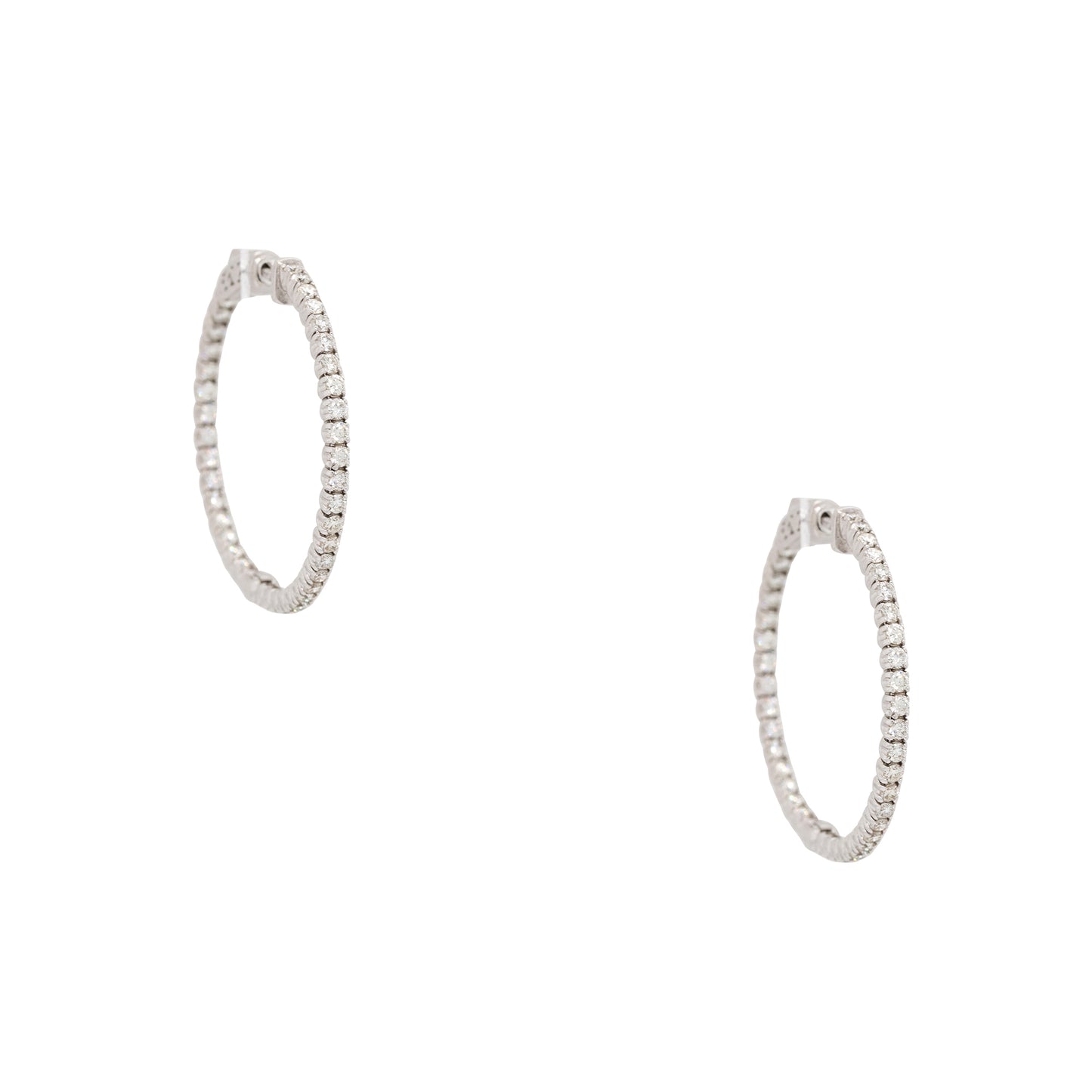 14k White Gold 2ctw Round Diamond Inside Out Earrings