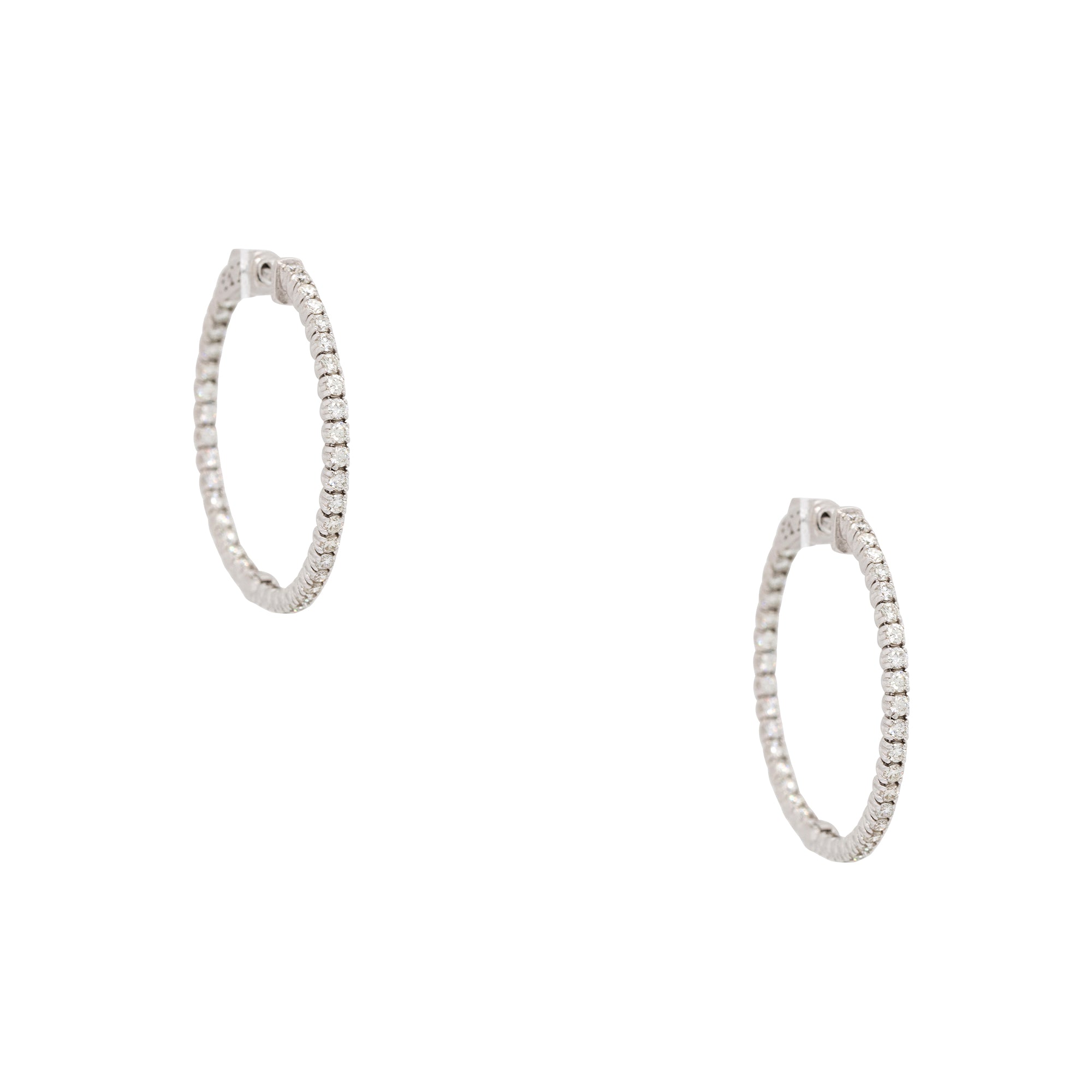 14k White Gold 2ctw Round Diamond Inside Out Earrings