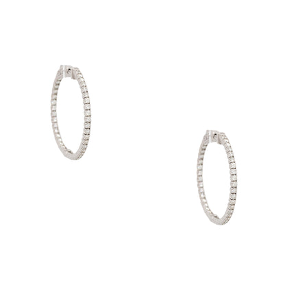 14k White Gold 2ctw Round Diamond Inside Out Earrings