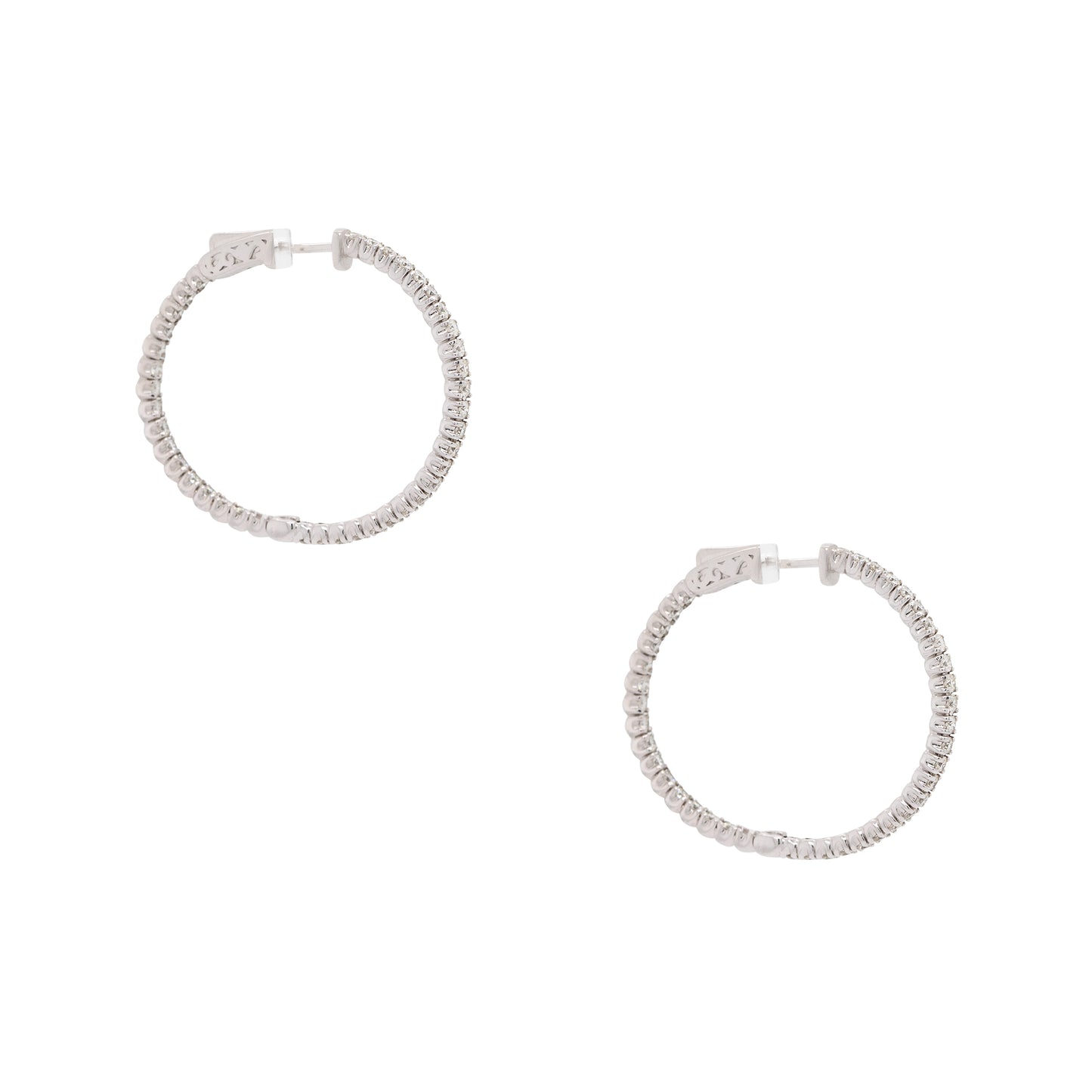 14k White Gold 2ctw Round Diamond Inside Out Earrings