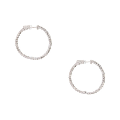14k White Gold 2ctw Round Diamond Inside Out Earrings